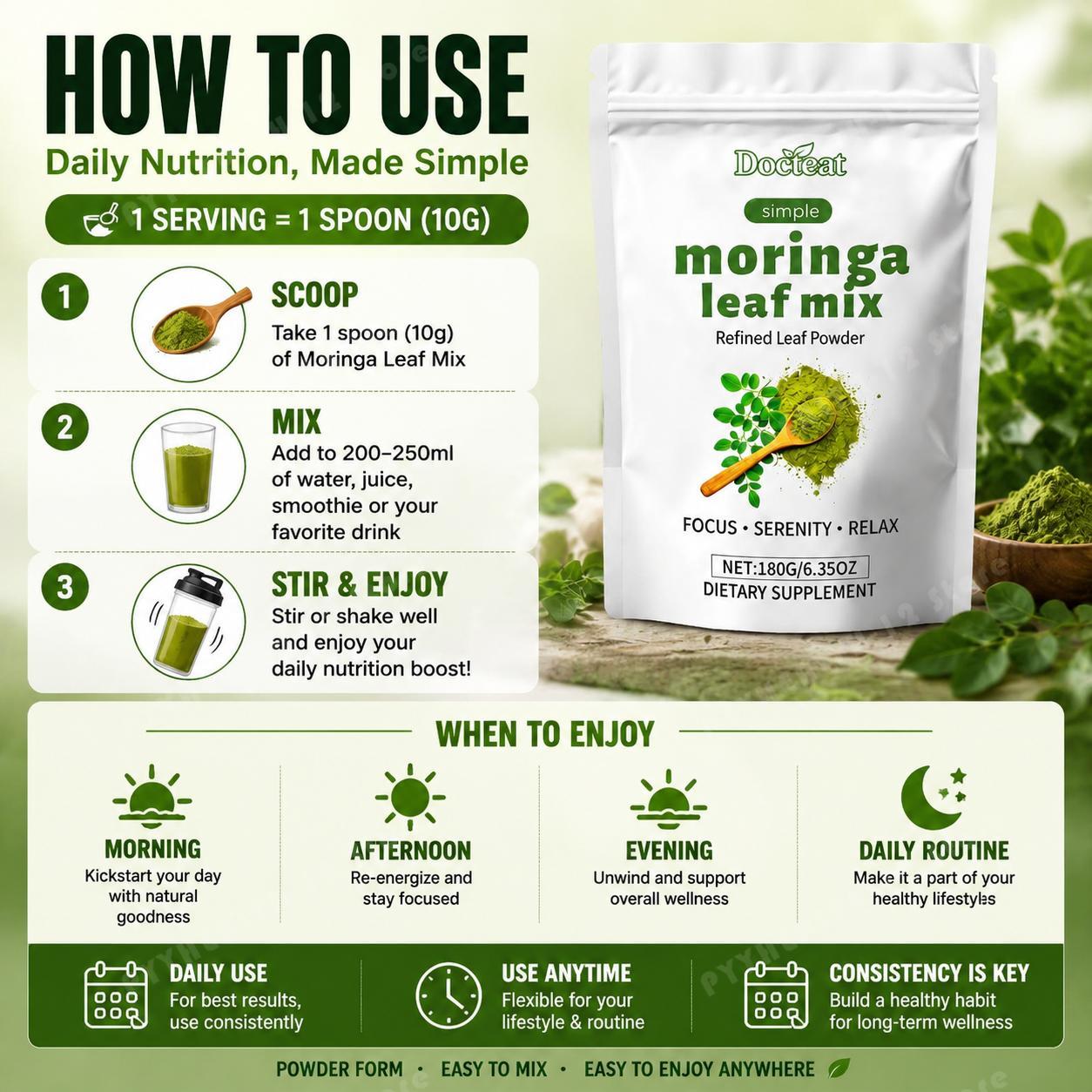 닥트티트 모링가 잎 믹스 파우더 (칼슘 및 철분 함유, - Moringa Leaf Powder 리뷰 및 가격