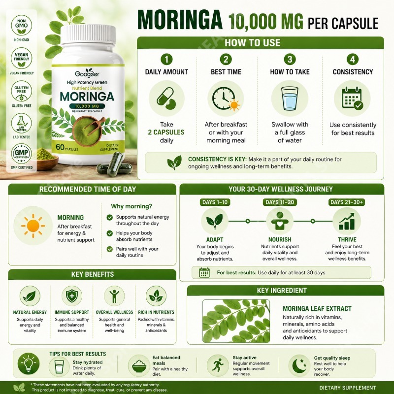 프리미엄 모링가 보충제, 천연 잎 추출물 허브 영양 포 - Herbal Wellness Formula 리뷰 및 가격