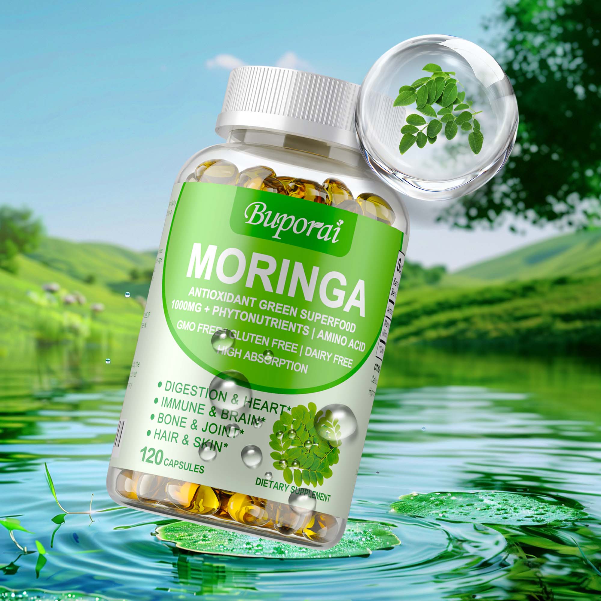 모링가 캡슐 1000mg - 뼈, 관절 및 심혈관 건강 - Moringa Leaf Powder 리뷰 및 가격